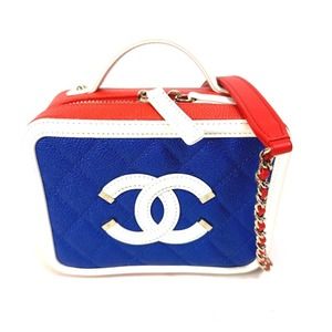 CHANEL A93342 Coco Mark CC Filigree Vanity Bag, Tricolor Shoulder Caviar Leat...